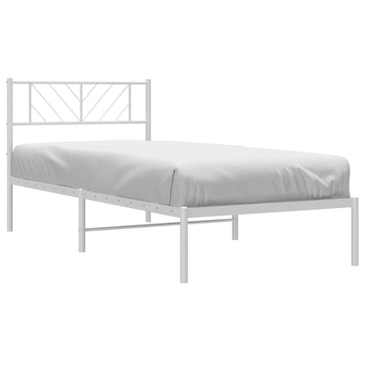 Metal Bed Frame without Mattress with Headboard White 90x190 cm