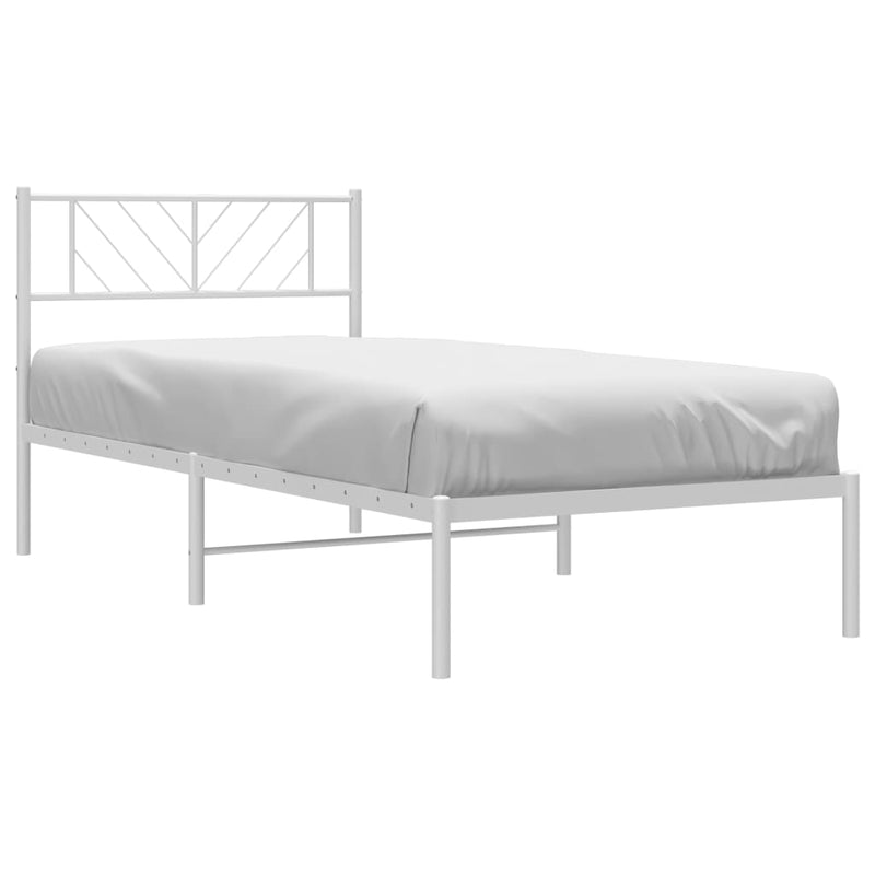 Metal Bed Frame without Mattress with Headboard White 90x190 cm