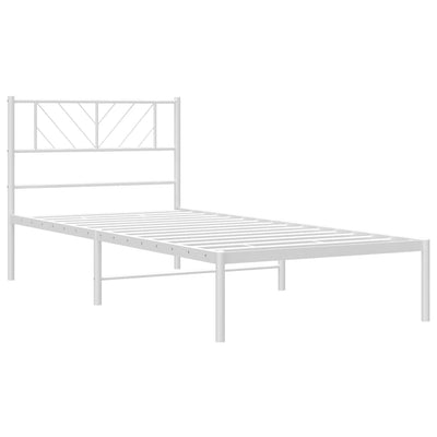 Metal Bed Frame without Mattress with Headboard White 90x190 cm