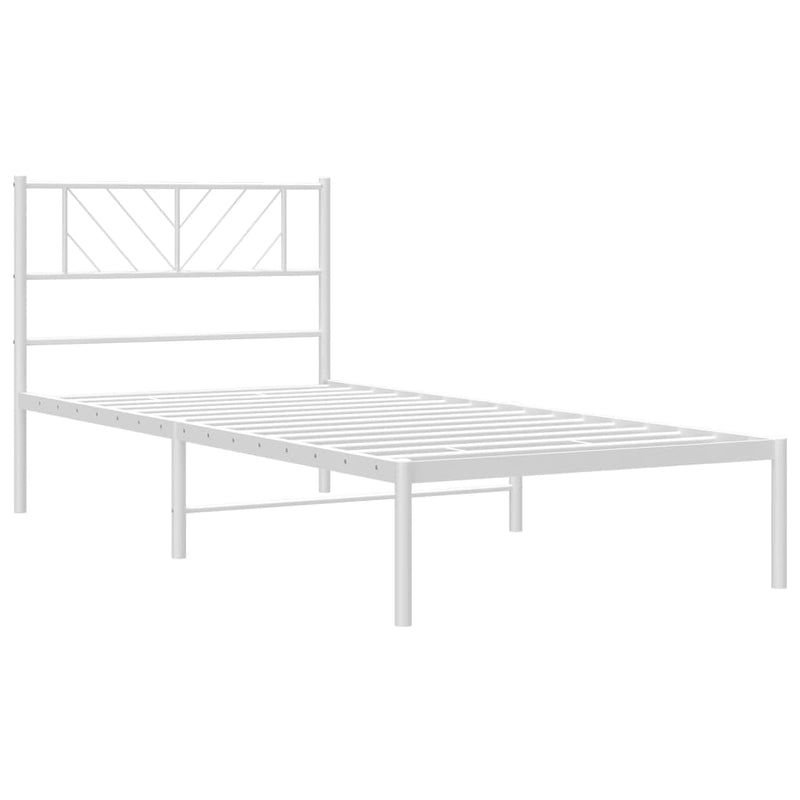 Metal Bed Frame without Mattress with Headboard White 90x190 cm