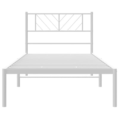 Metal Bed Frame without Mattress with Headboard White 90x190 cm