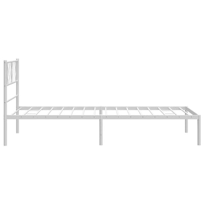 Metal Bed Frame without Mattress with Headboard White 90x190 cm