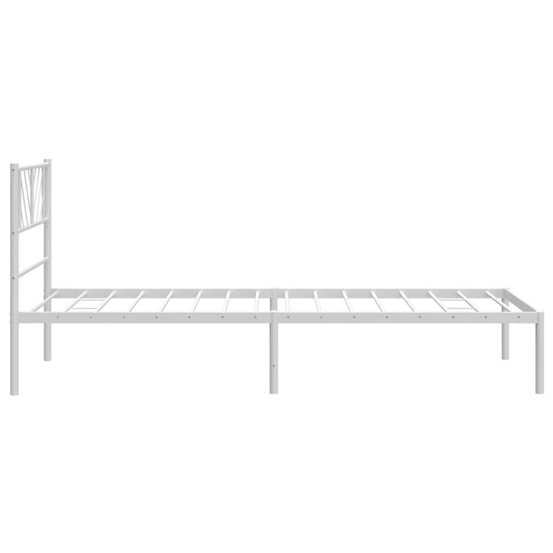 Metal Bed Frame without Mattress with Headboard White 90x190 cm