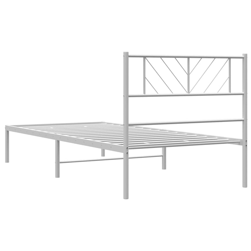 Metal Bed Frame without Mattress with Headboard White 90x190 cm