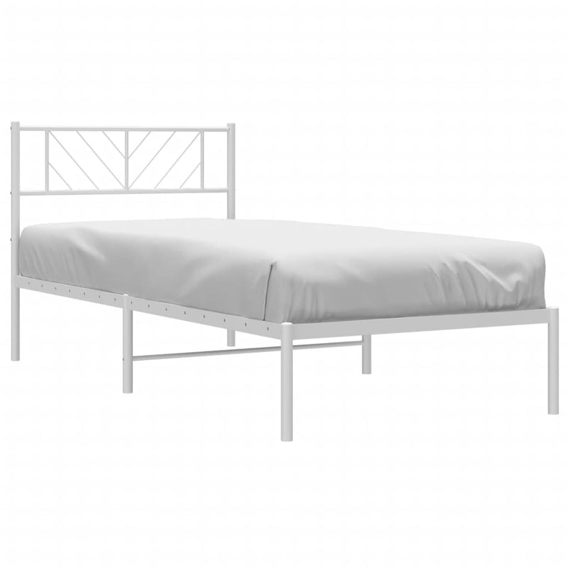 Metal Bed Frame without Mattress with Headboard White 107x203 cm King Single