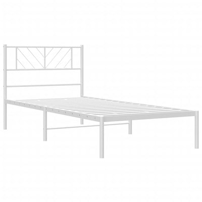 Metal Bed Frame without Mattress with Headboard White 107x203 cm King Single