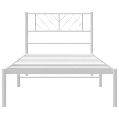 Metal Bed Frame without Mattress with Headboard White 107x203 cm King Single