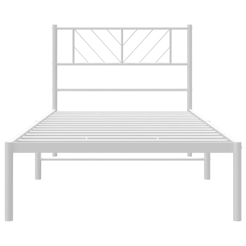 Metal Bed Frame without Mattress with Headboard White 107x203 cm King Single