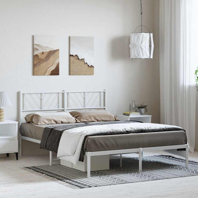 Metal Bed Frame without Mattress with Headboard White 135x190 cm