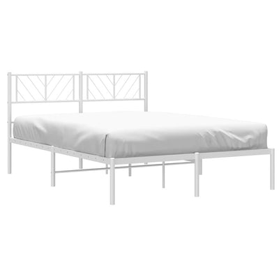 Metal Bed Frame without Mattress with Headboard White 135x190 cm