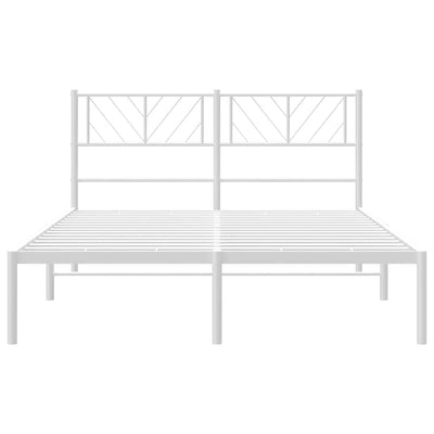 Metal Bed Frame without Mattress with Headboard White 135x190 cm