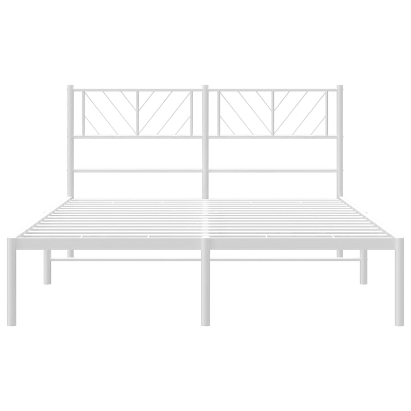 Metal Bed Frame without Mattress with Headboard White 135x190 cm