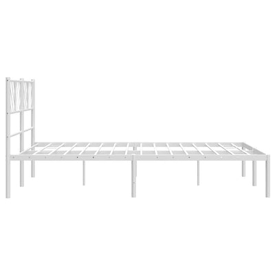 Metal Bed Frame without Mattress with Headboard White 135x190 cm