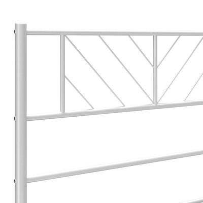 Metal Bed Frame without Mattress with Headboard White 135x190 cm