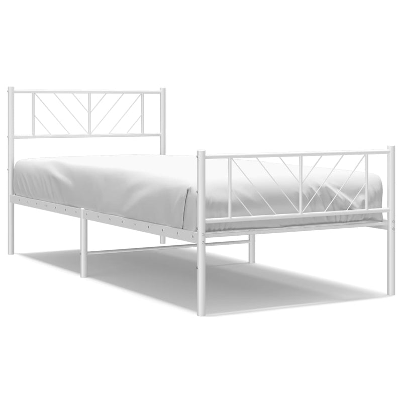 Metal Bed Frame without Mattress with Footboard White 107x203 cm King Single