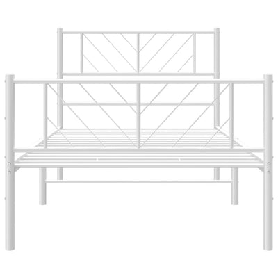 Metal Bed Frame without Mattress with Footboard White 107x203 cm King Single