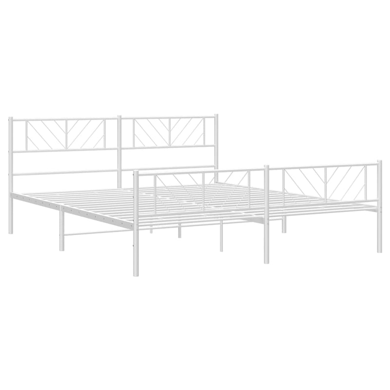 Metal Bed Frame without Mattress with Footboard White 183x203 cm King