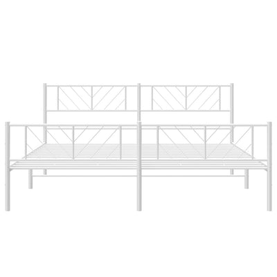 Metal Bed Frame without Mattress with Footboard White 183x203 cm King