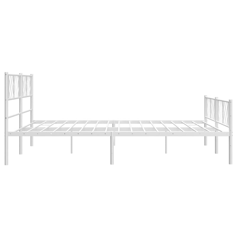 Metal Bed Frame without Mattress with Footboard White 183x203 cm King