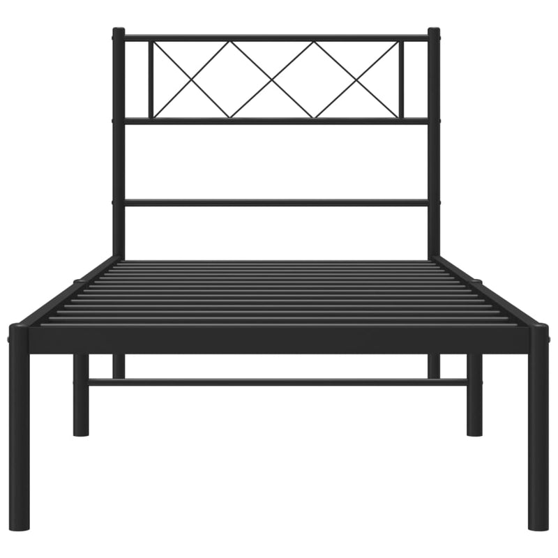 Metal Bed Frame without Mattress with Headboard Black 90x190 cm