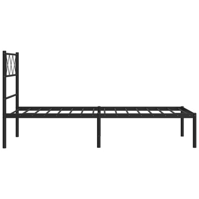 Metal Bed Frame without Mattress with Headboard Black 90x190 cm