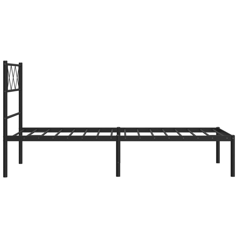 Metal Bed Frame without Mattress with Headboard Black 90x190 cm