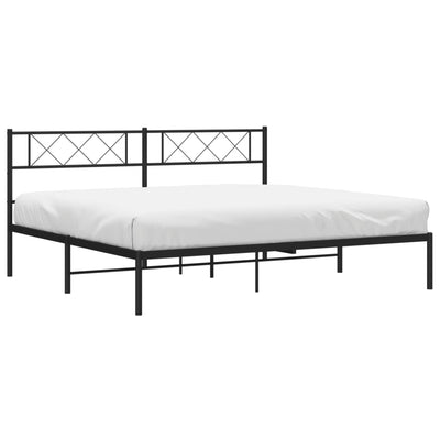 Metal Bed Frame without Mattress with Headboard Black 183x203 cm King