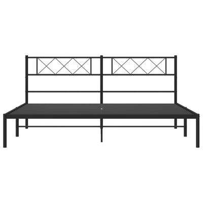 Metal Bed Frame without Mattress with Headboard Black 183x203 cm King