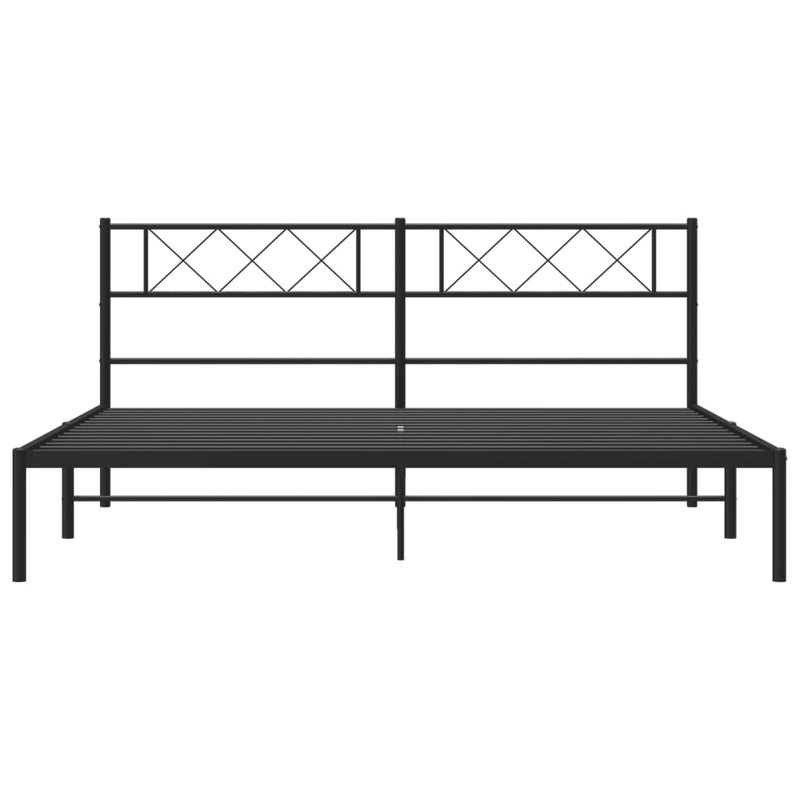 Metal Bed Frame without Mattress with Headboard Black 183x203 cm King