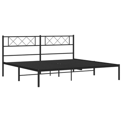 Metal Bed Frame without Mattress with Headboard Black 183x203 cm King