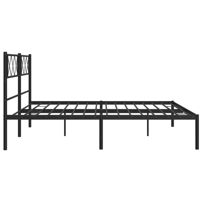 Metal Bed Frame without Mattress with Headboard Black 183x203 cm King