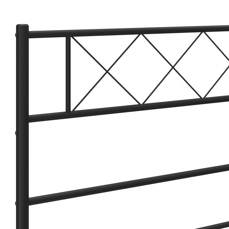 Metal Bed Frame without Mattress with Headboard Black 183x203 cm King