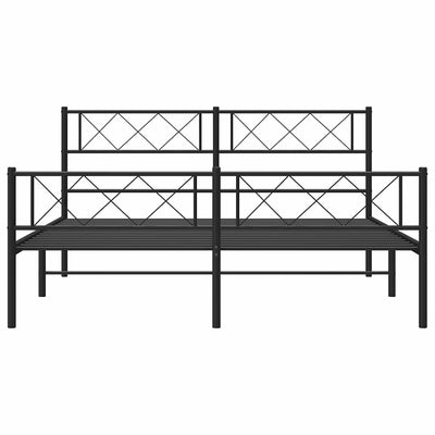 Metal Bed Frame without Mattress with Footboard Black 135x190 cm