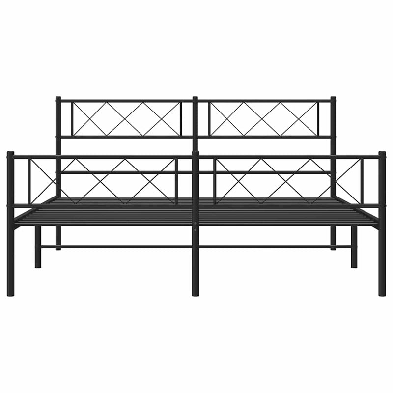 Metal Bed Frame without Mattress with Footboard Black 135x190 cm