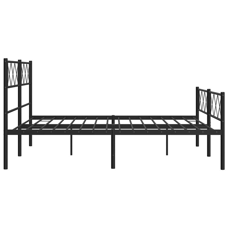 Metal Bed Frame without Mattress with Footboard Black 135x190 cm