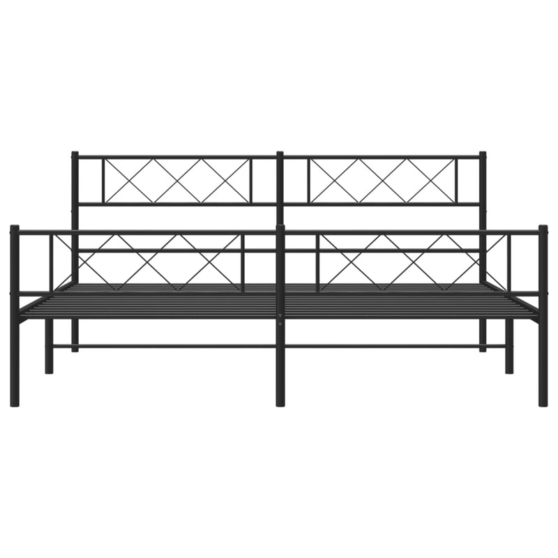 Metal Bed Frame without Mattress with Footboard Black 183x203 cm King