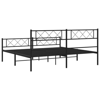 Metal Bed Frame without Mattress with Footboard Black 183x203 cm King