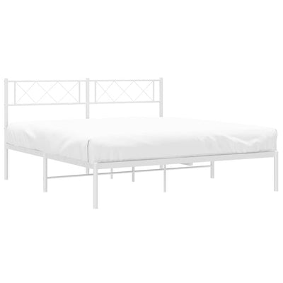 Metal Bed Frame without Mattress with Headboard White 135x190 cm