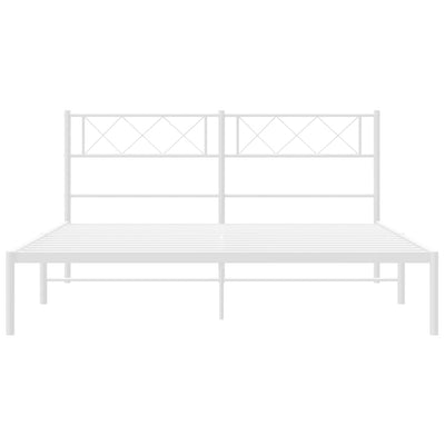 Metal Bed Frame without Mattress with Headboard White 135x190 cm