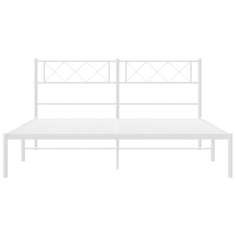 Metal Bed Frame without Mattress with Headboard White 135x190 cm