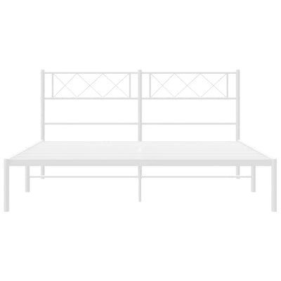 Metal Bed Frame without Mattress with Headboard White 135x190 cm