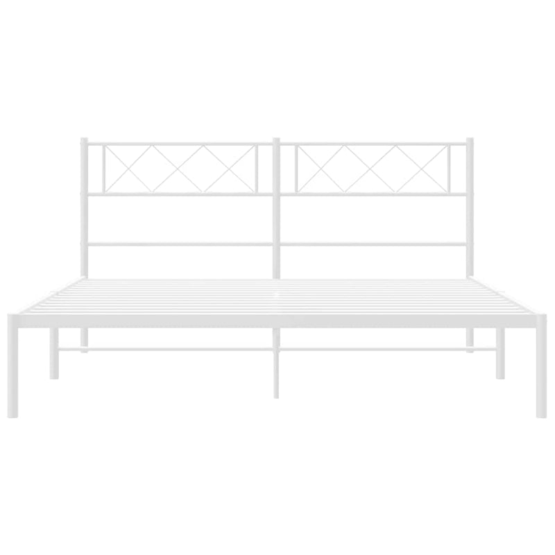 Metal Bed Frame without Mattress with Headboard White 135x190 cm