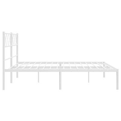 Metal Bed Frame without Mattress with Headboard White 135x190 cm