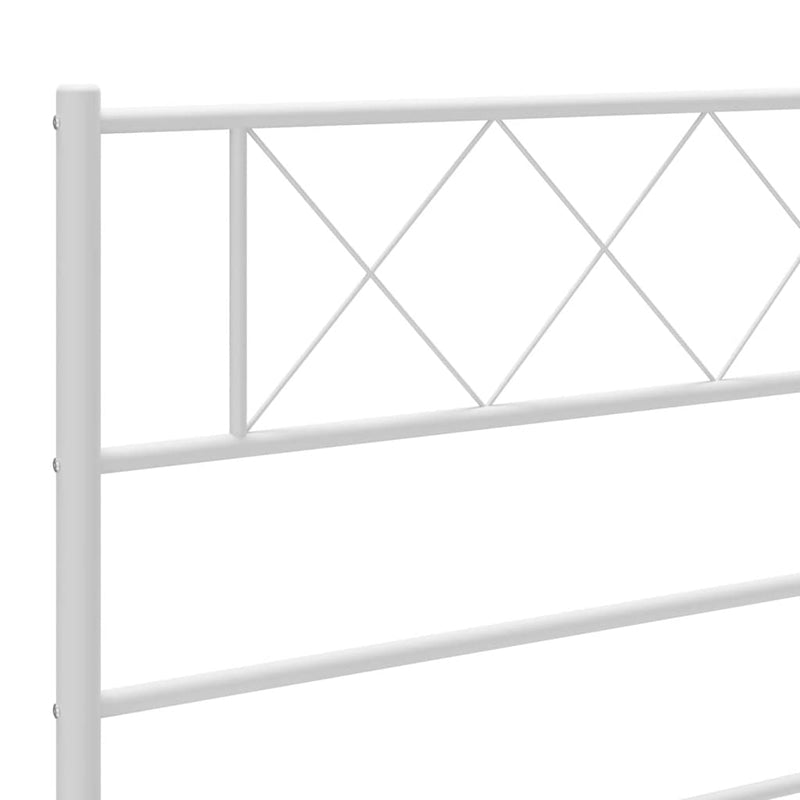 Metal Bed Frame without Mattress with Headboard White 135x190 cm