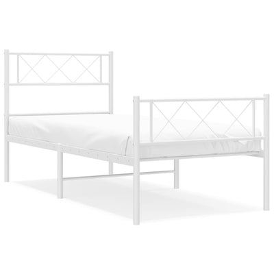 Metal Bed Frame without Mattress with Footboard White 107x203 cm King Single