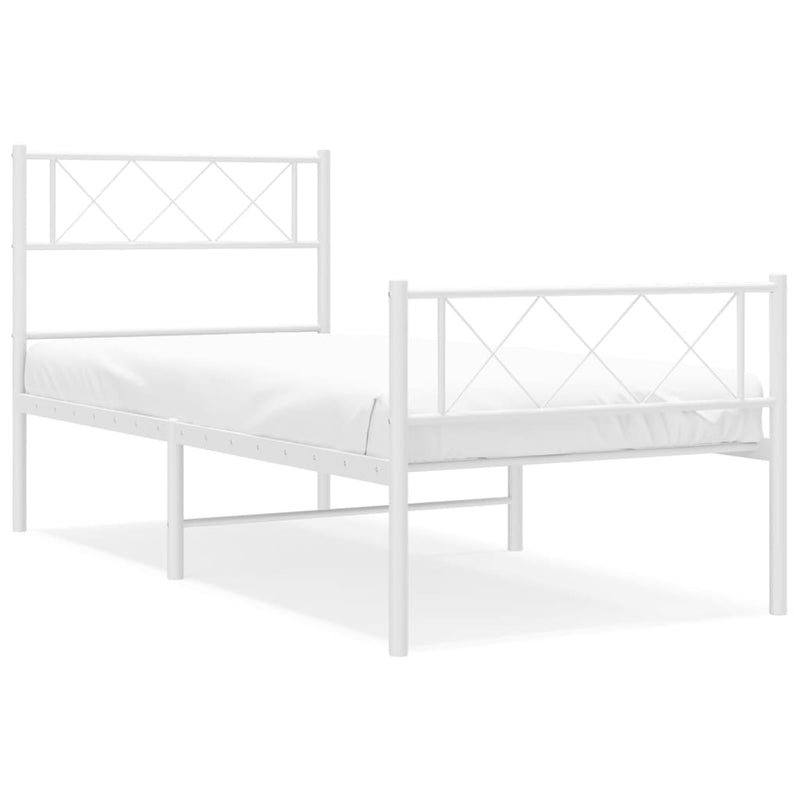 Metal Bed Frame without Mattress with Footboard White 107x203 cm King Single