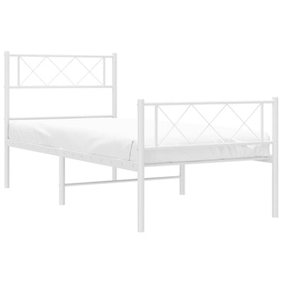 Metal Bed Frame without Mattress with Footboard White 107x203 cm King Single