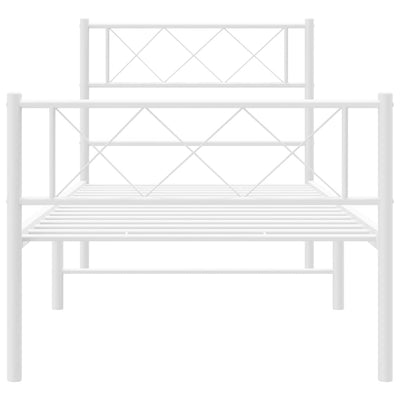 Metal Bed Frame without Mattress with Footboard White 107x203 cm King Single