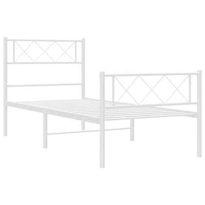 Metal Bed Frame without Mattress with Footboard White 107x203 cm King Single