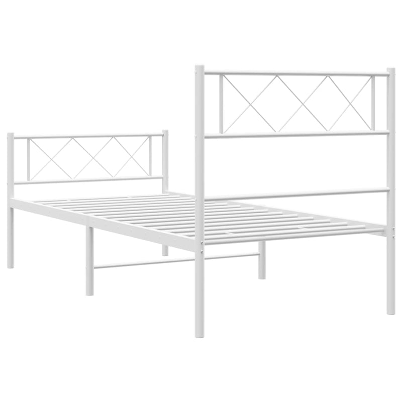 Metal Bed Frame without Mattress with Footboard White 107x203 cm King Single